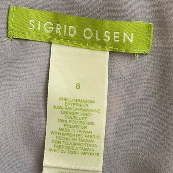 Sigrid Olsen Gray and Light Lavender Purple Flowy Patterned Skirt Size 8 - Picture 9 of 11